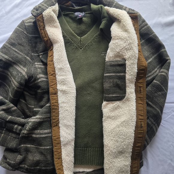 Men's Jachs Olive Striped shacket - Picture 10 of 10